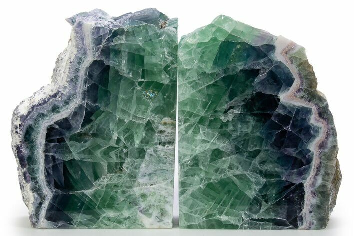 Polished Purple, Blue, and Green Fluorite Bookends - Mexico #301727